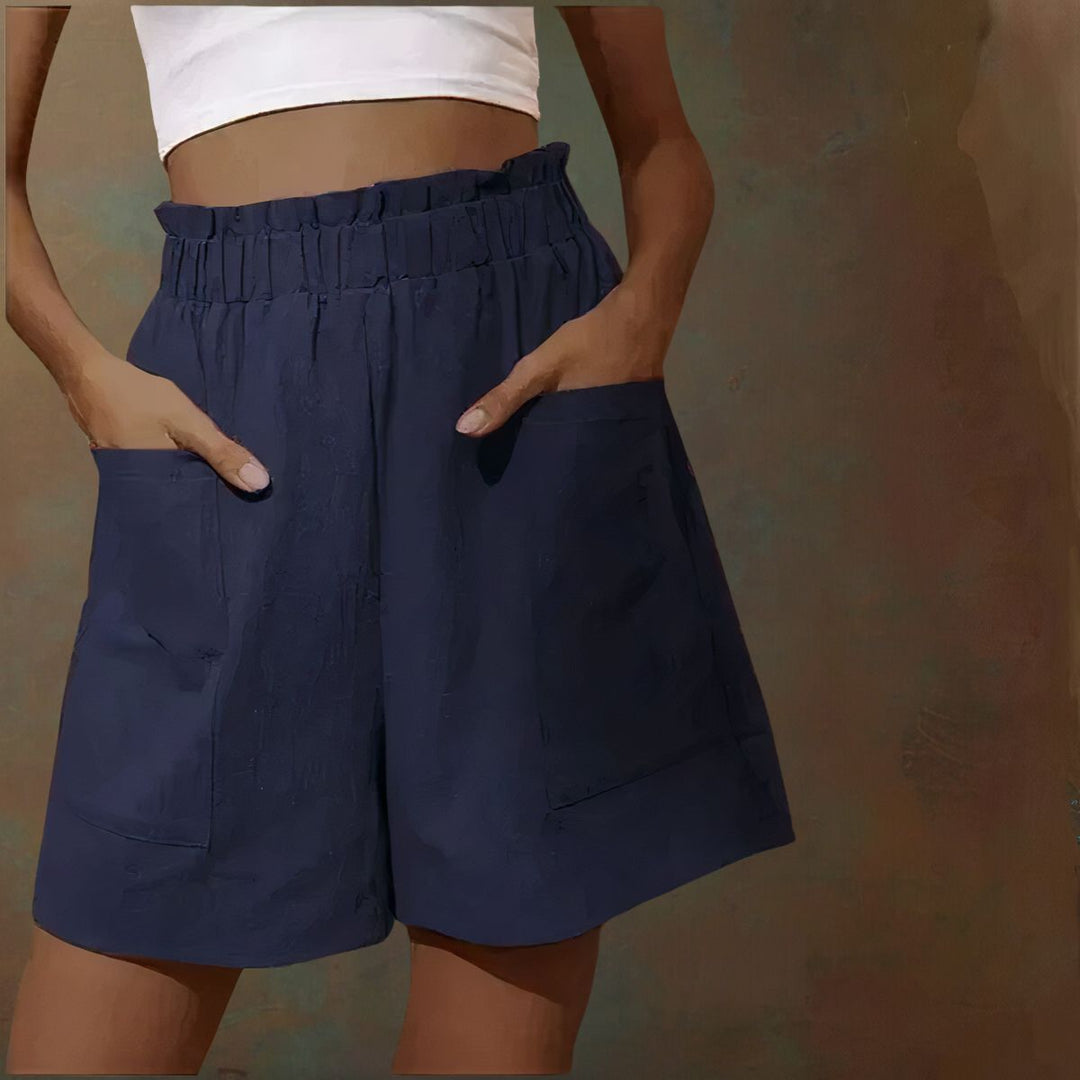 Celinde | Damen Paperbag Shorts High Waist mit Taschen - Burgundy - Image 4
