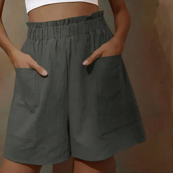 Celinde | Damen Paperbag Shorts High Waist mit Taschen - Burgundy - Image 7
