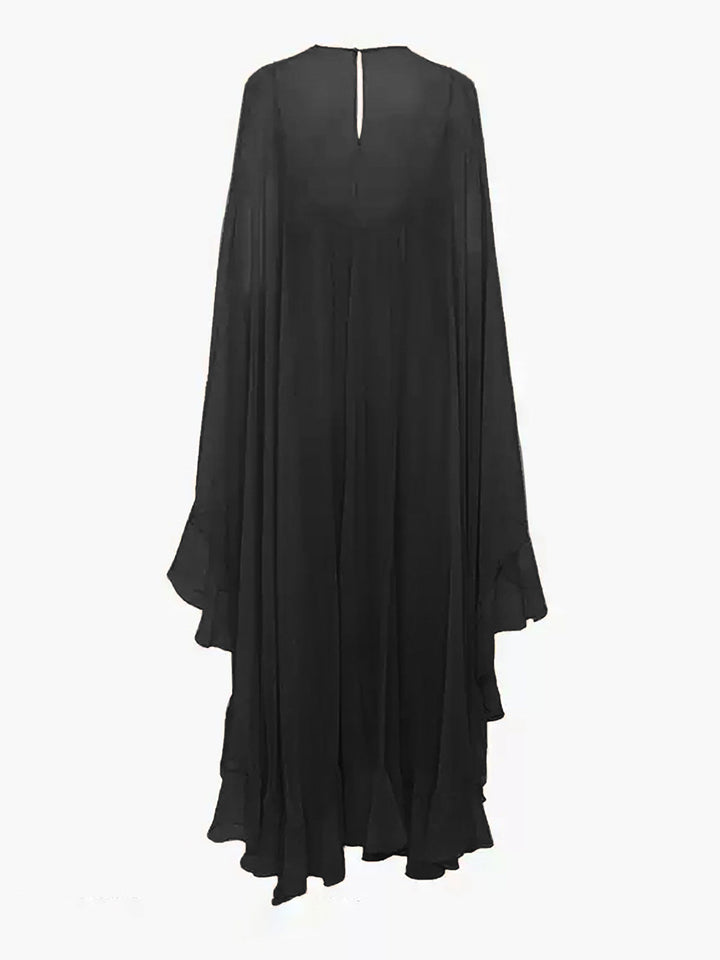 Seraphina | Damen Chiffon Maxikleid mit Umhang, Rüschen festlich