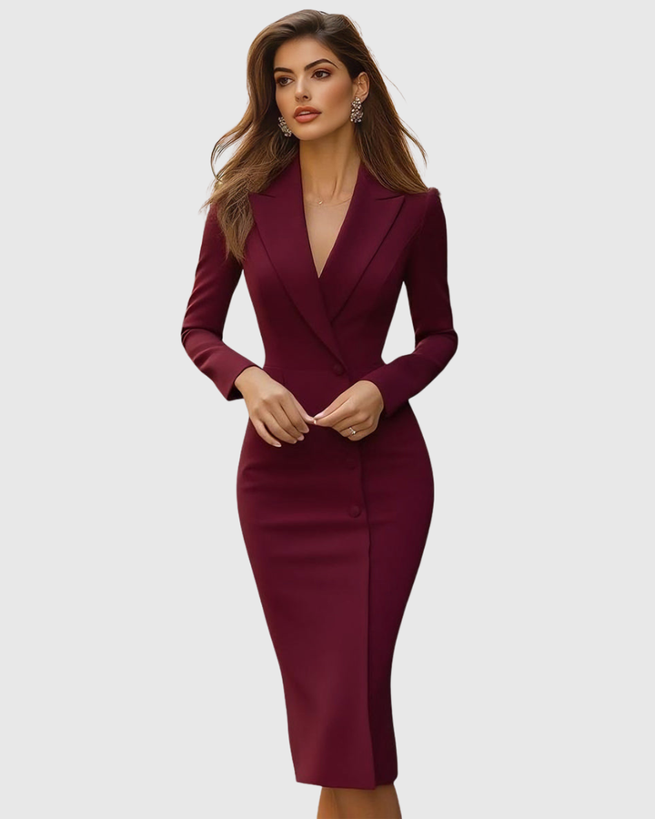Clarissa | Damen Blazer Midi Kleid - White - Image 10