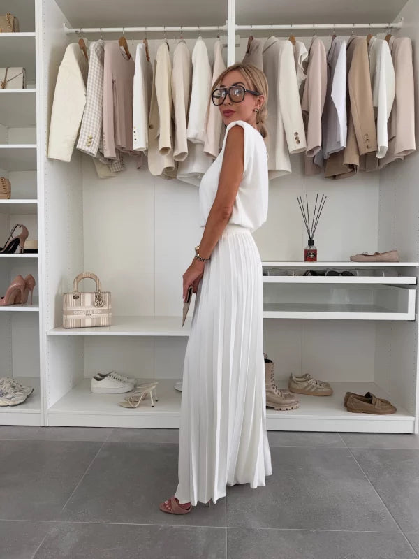 Clementine | Damen Zweiteiler Set mit weiter Hose - White - Image 2