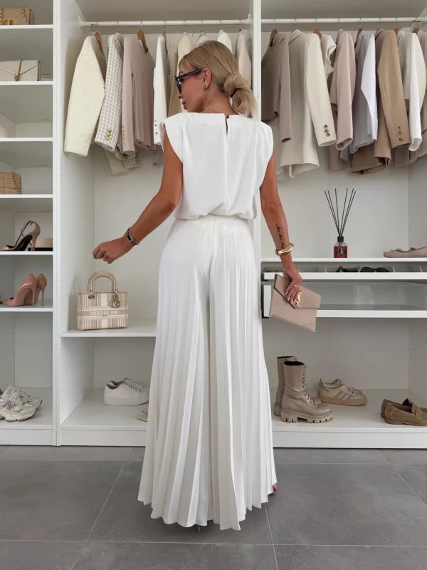 Clementine | Damen Zweiteiler Set mit weiter Hose - White - Image 3