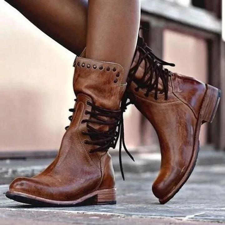 Clio | Damen Ankle Boot Schnürstiefel in Braun, max 70 - Brown - Image 1