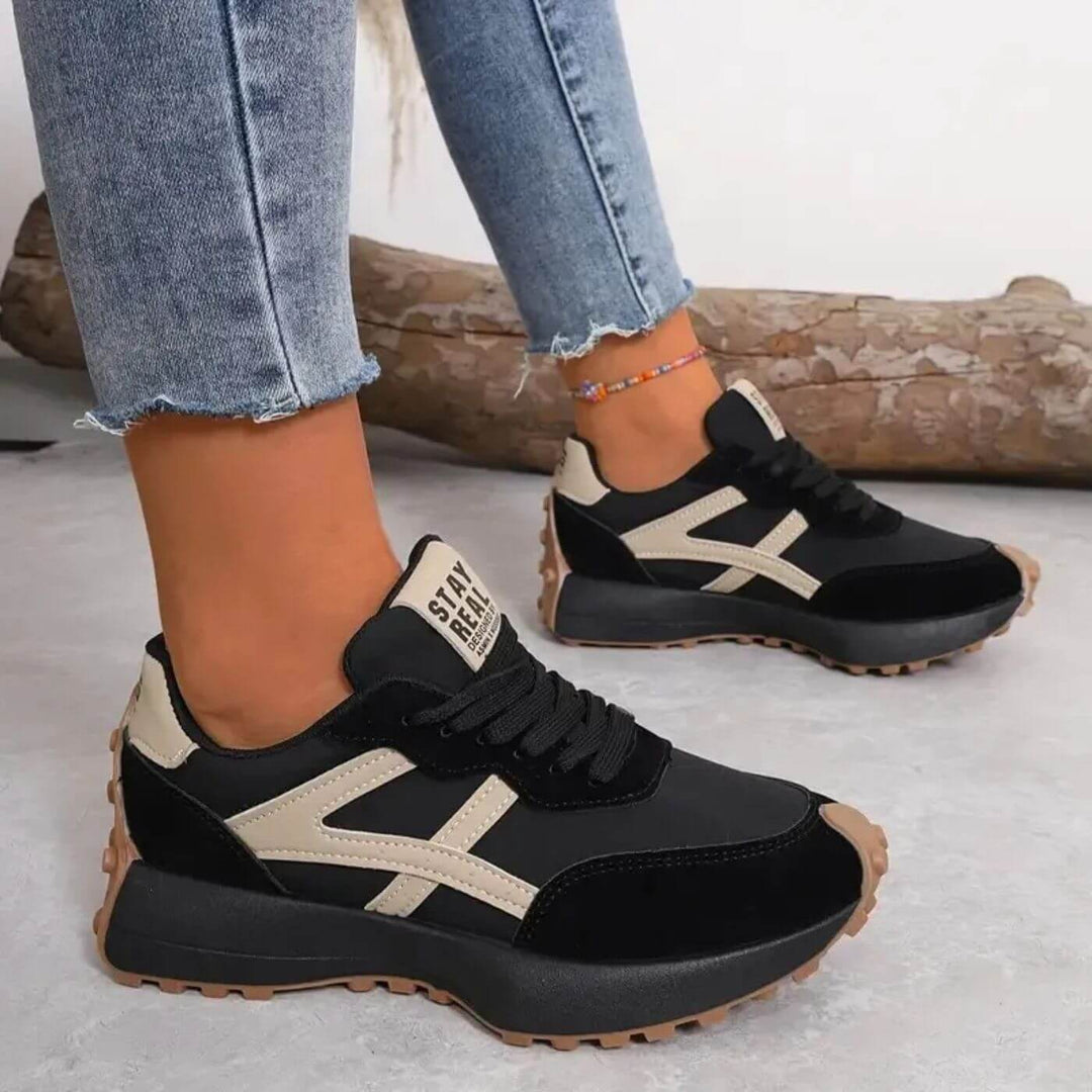 Curlie | Damen Retro Sneaker Schnürschuh Plateau Freizeitschuh