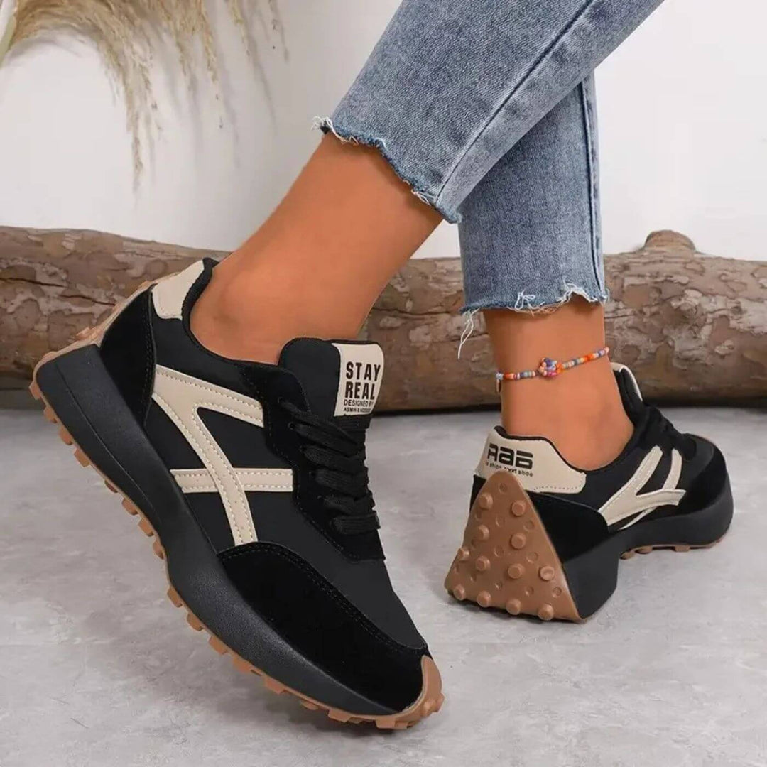 Curlie | Damen Retro Sneaker Schnürschuh Plateau Freizeitschuh
