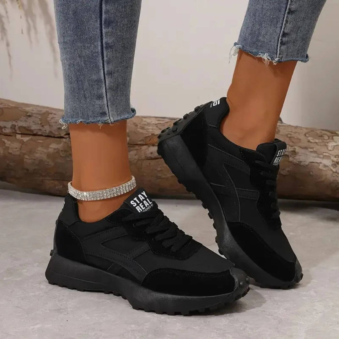 Curlie | Damen Retro Sneaker Schnürschuh Plateau Freizeitschuh
