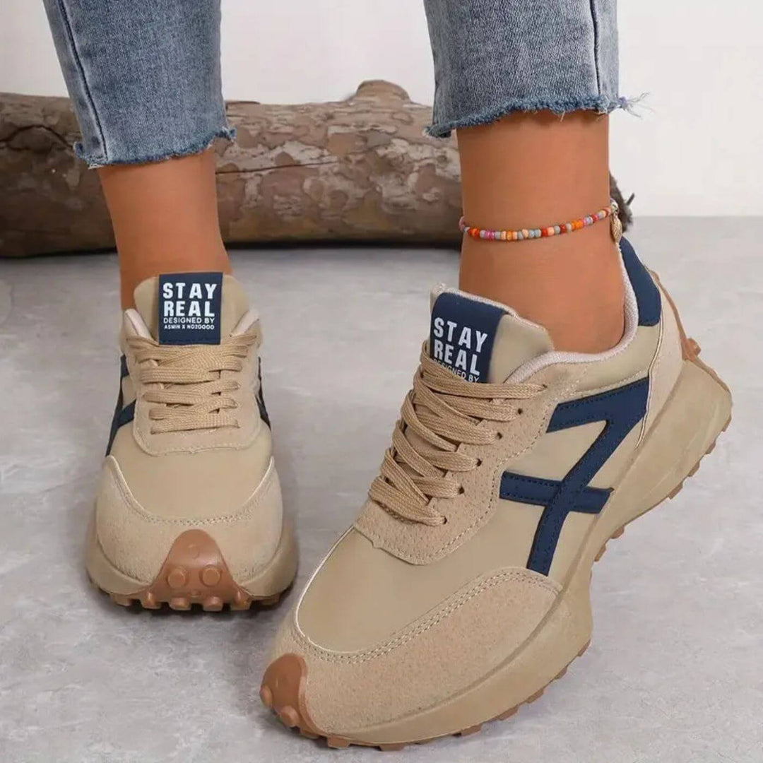 Curlie | Damen Retro Sneaker Schnürschuh Plateau Freizeitschuh