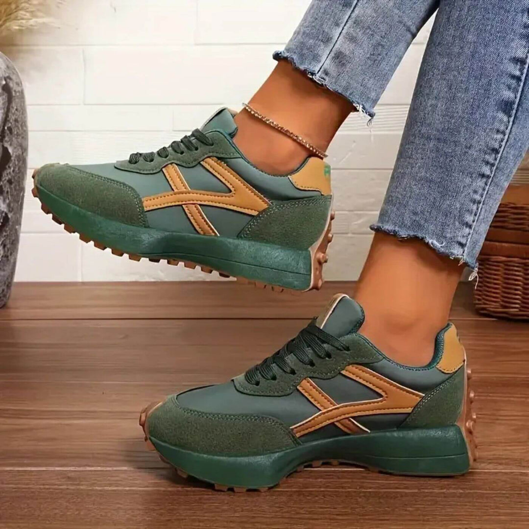 Curlie | Damen Retro Sneaker Schnürschuh Plateau Freizeitschuh
