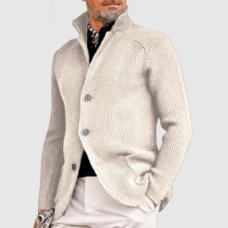 Jovel | Herren Strickjacke Blazer-Stil Knöpfe Strukturmuster