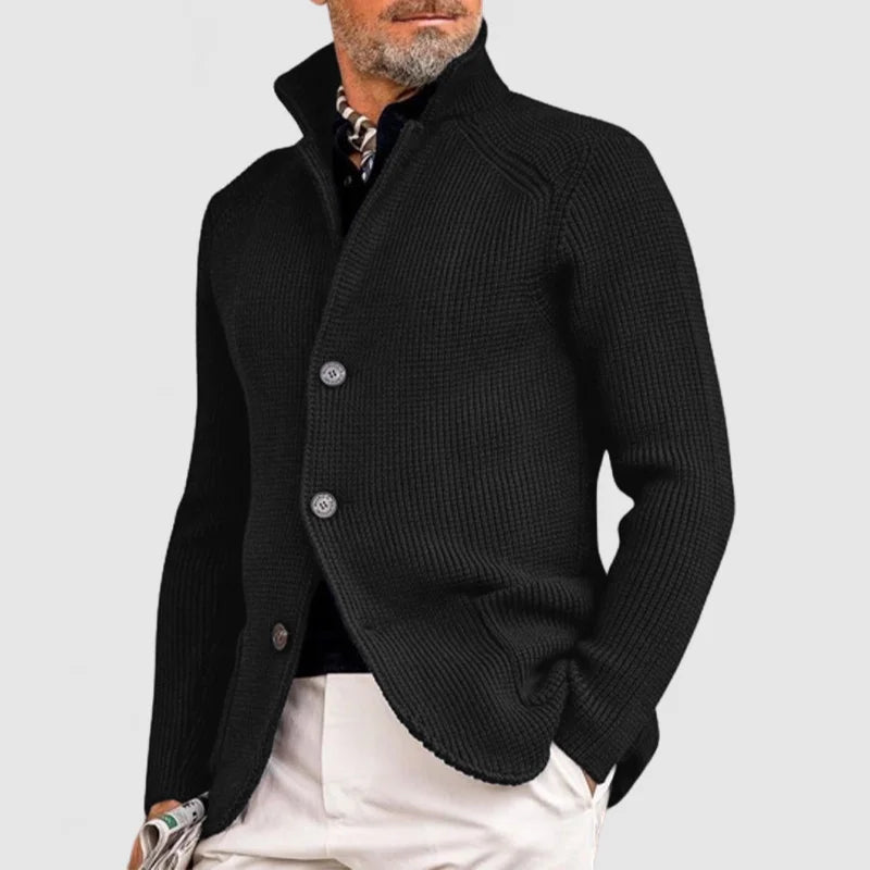 Jovel | Herren Strickjacke Blazer-Stil Knöpfe Strukturmuster