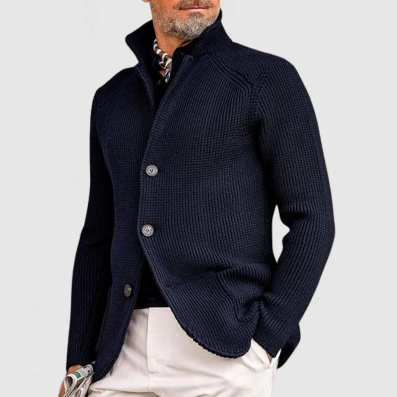 Jovel | Herren Strickjacke Blazer-Stil Knöpfe Strukturmuster