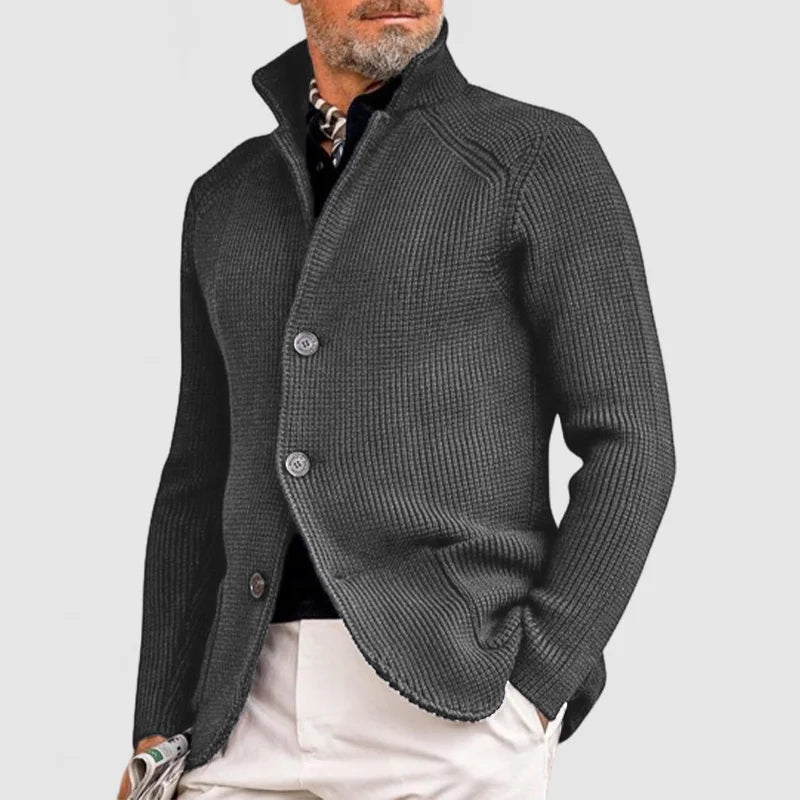 Jovel | Herren Strickjacke Blazer-Stil Knöpfe Strukturmuster