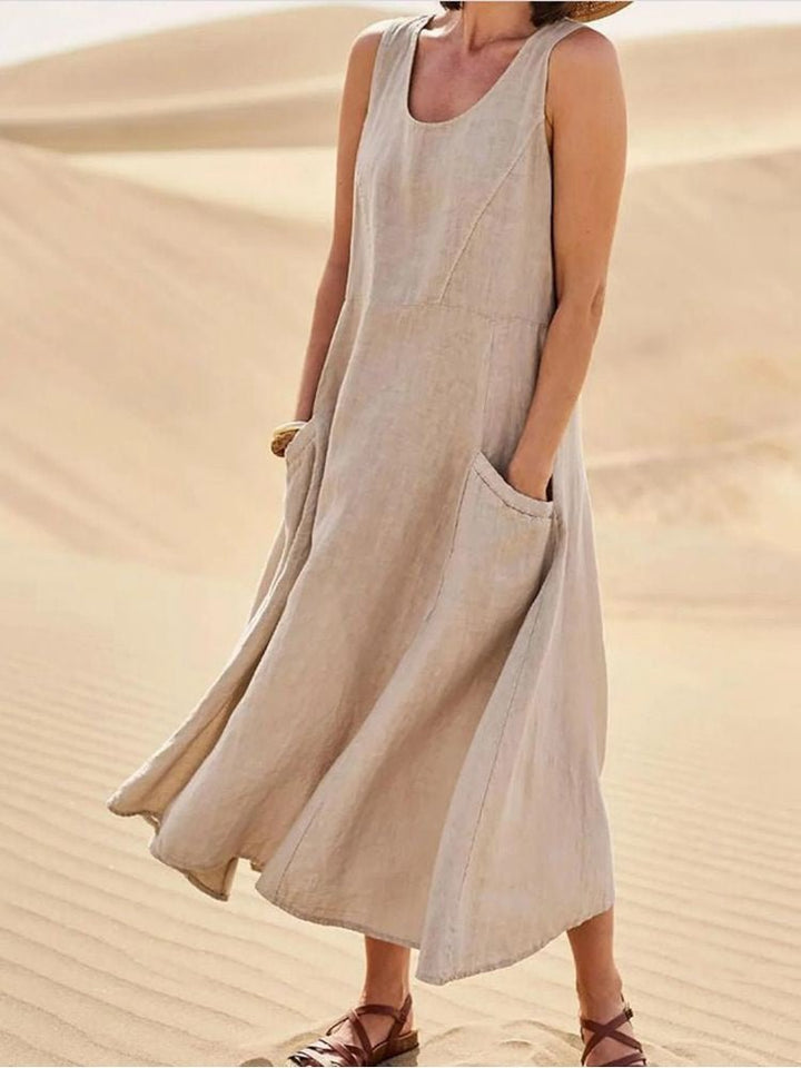 Lotte | Ärmelloses Maxikleid für Damen mit Taschen