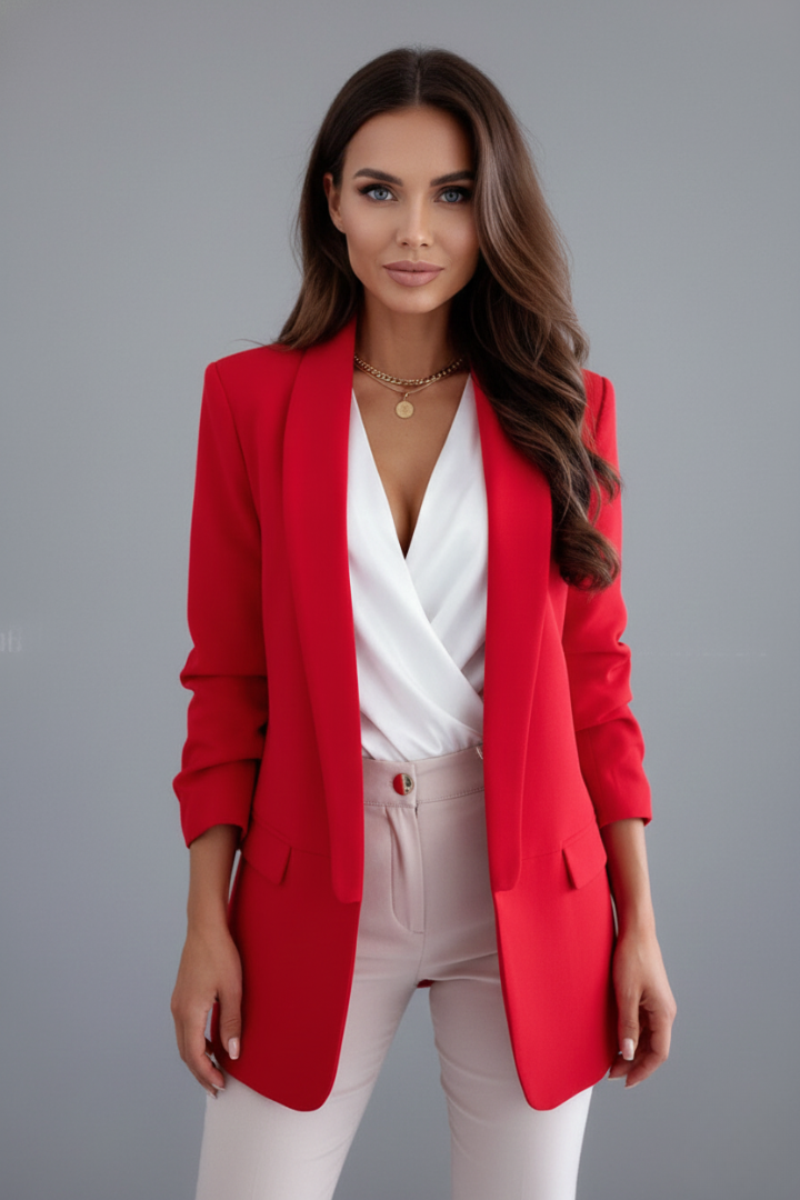 Cordelia | Damen Taillierter Langarm Blazer - White - Image 7