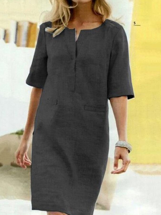 Cordelia | Damen V-Ausschnitt Kurzarm Kleid - Blue - Image 6