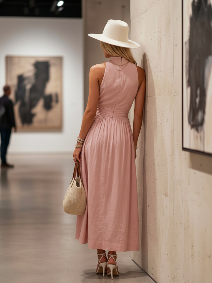 Cordua | Damen Neckholder Maxi Kleid - Pink - Image 12