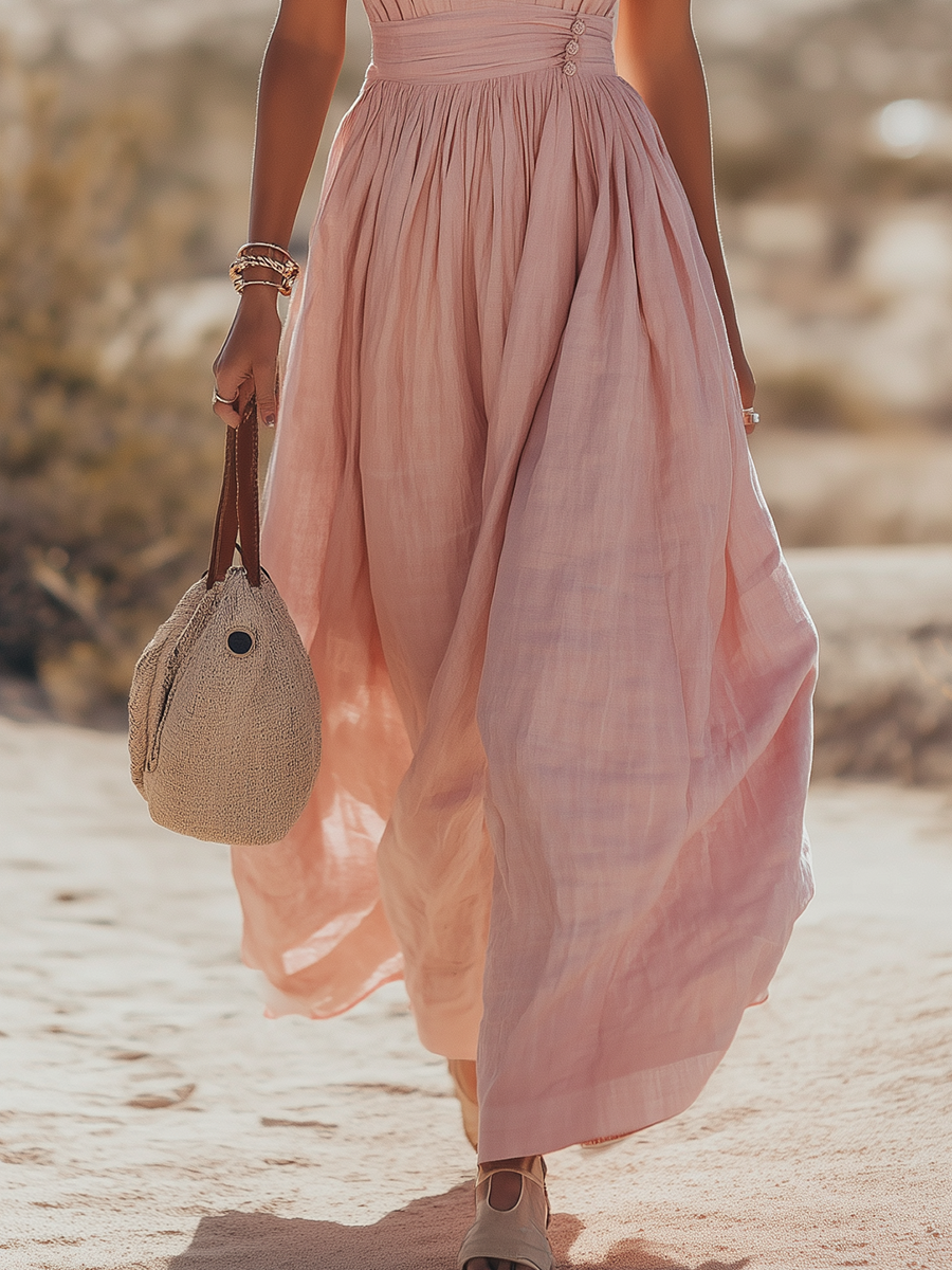 Cordua | Damen Neckholder Maxi Kleid - Pink - Image 14