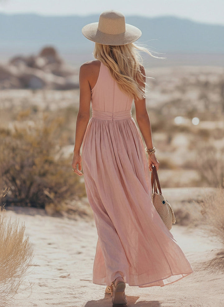 Cordua | Damen Neckholder Maxi Kleid - Pink - Image 6