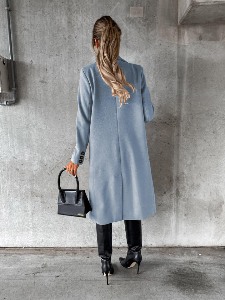 Corvaine | Damen Langer Wintermantel Zweireihig - Beige - Image 3