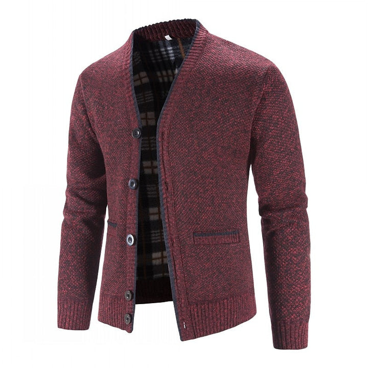 Corvald | Herren Strickjacke V-Ausschnitt Knopfleiste - Light Grey - Image 4