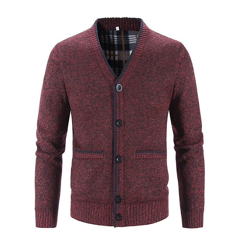 Corvald | Herren Strickjacke V-Ausschnitt Knopfleiste - Light Grey - Image 9