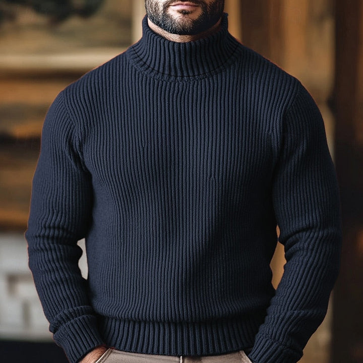 Corveld | Herren Rollkragenpullover Rippstrick - Burgundy - Image 2
