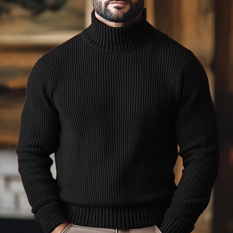 Corveld | Herren Rollkragenpullover Rippstrick - Burgundy - Image 3
