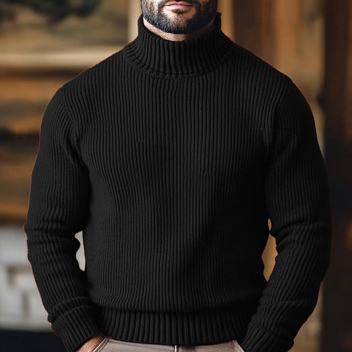 Corveld | Herren Rollkragenpullover Rippstrick - Burgundy - Image 3