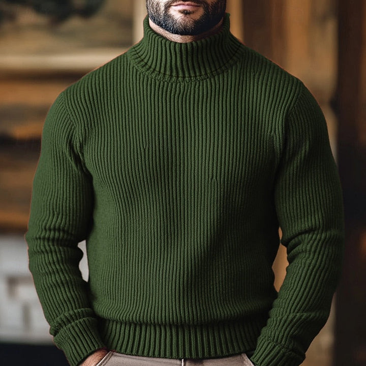 Corveld | Herren Rollkragenpullover Rippstrick - Burgundy - Image 4