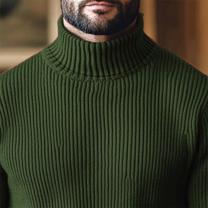 Corveld | Herren Rollkragenpullover Rippstrick - Burgundy - Image 5