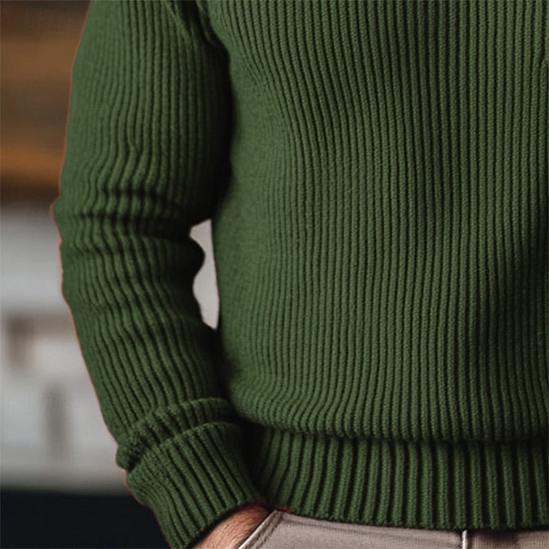 Corveld | Herren Rollkragenpullover Rippstrick - Burgundy - Image 6