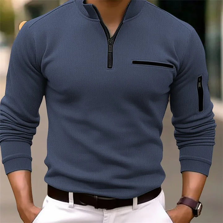 Corvell | Herren Strickpullover Quarter-Zip - Olive Green - Image 2