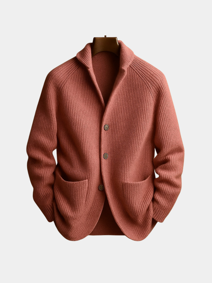 Corvinus | Herren Strickjacke Cardigan mit Knöpfen - Coral - Image 1
