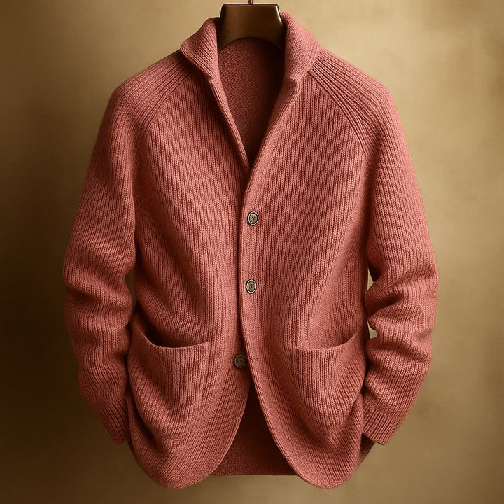 Corvinus | Herren Strickjacke Cardigan mit Knöpfen - Coral - Image 2