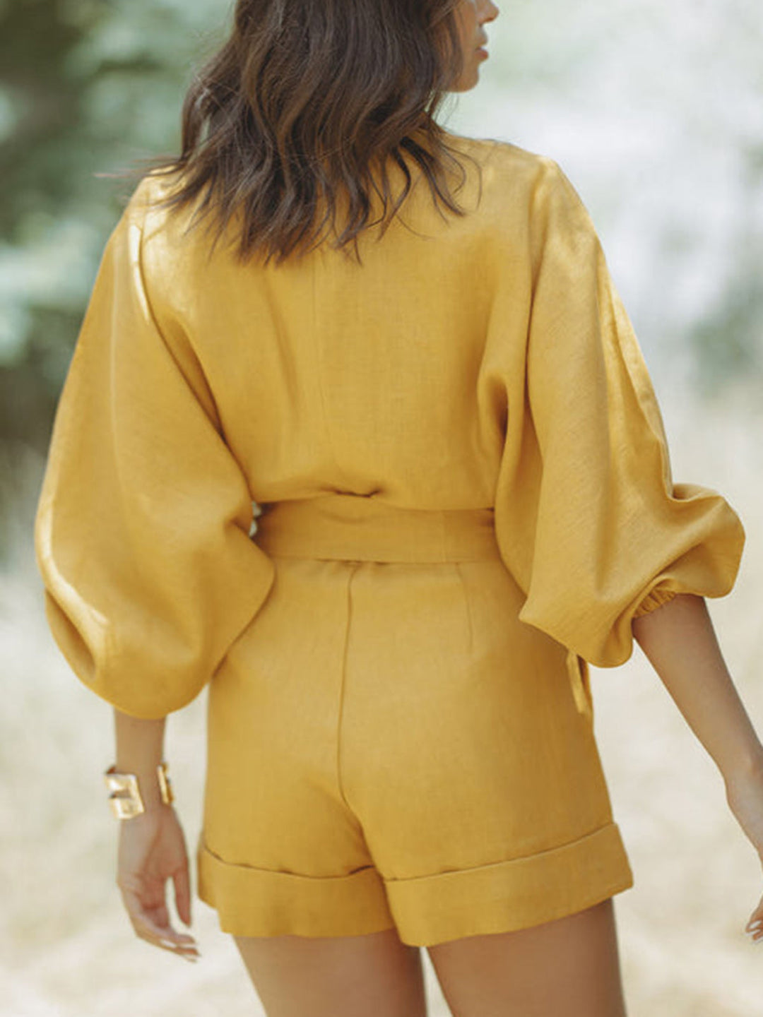 Capri | Damen Overall mit Gürtel, Kurzoverall Langarm