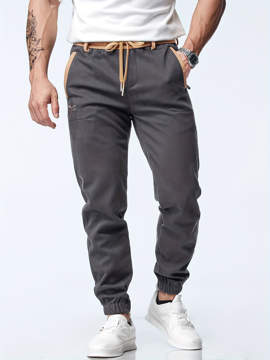Remo | Herren Jogger Hose Slim Fit Freizeithose mit Kontrastband