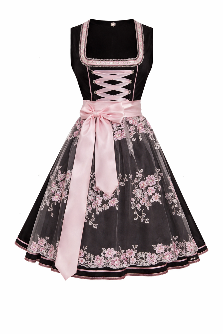 Lieselotte | Damen Dirndl Oktoberfest Kleid mit Schürze - Black - Image 1