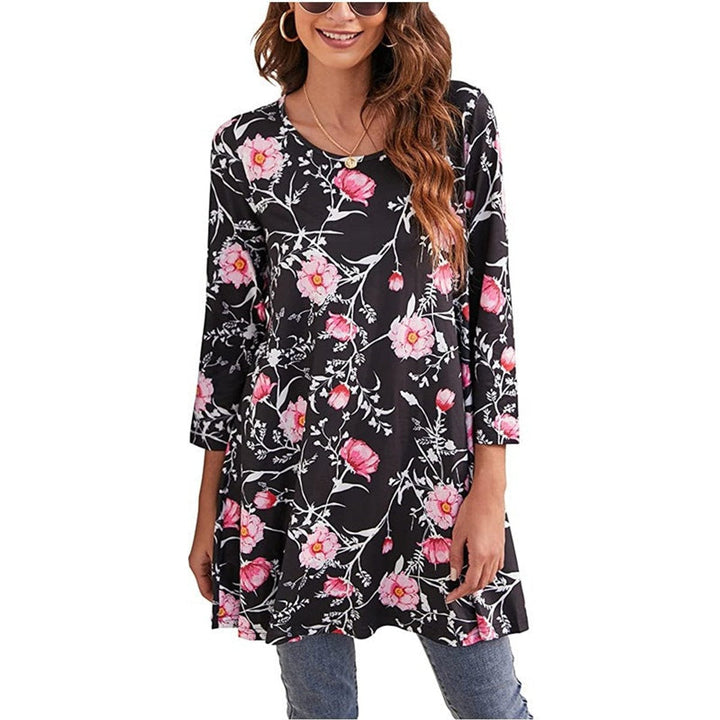 Tamsin | Damen Tunika Mandala-Print A-Linie 3/4-Arm