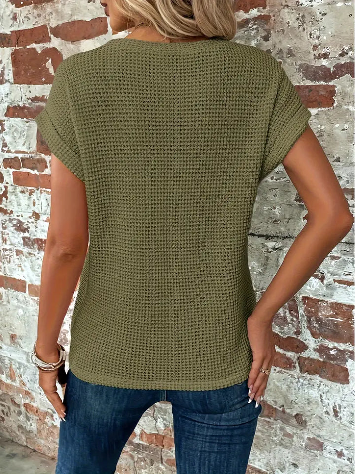 Eza | Damen T-Shirt Kurzarm Twist-Saum Rundhals