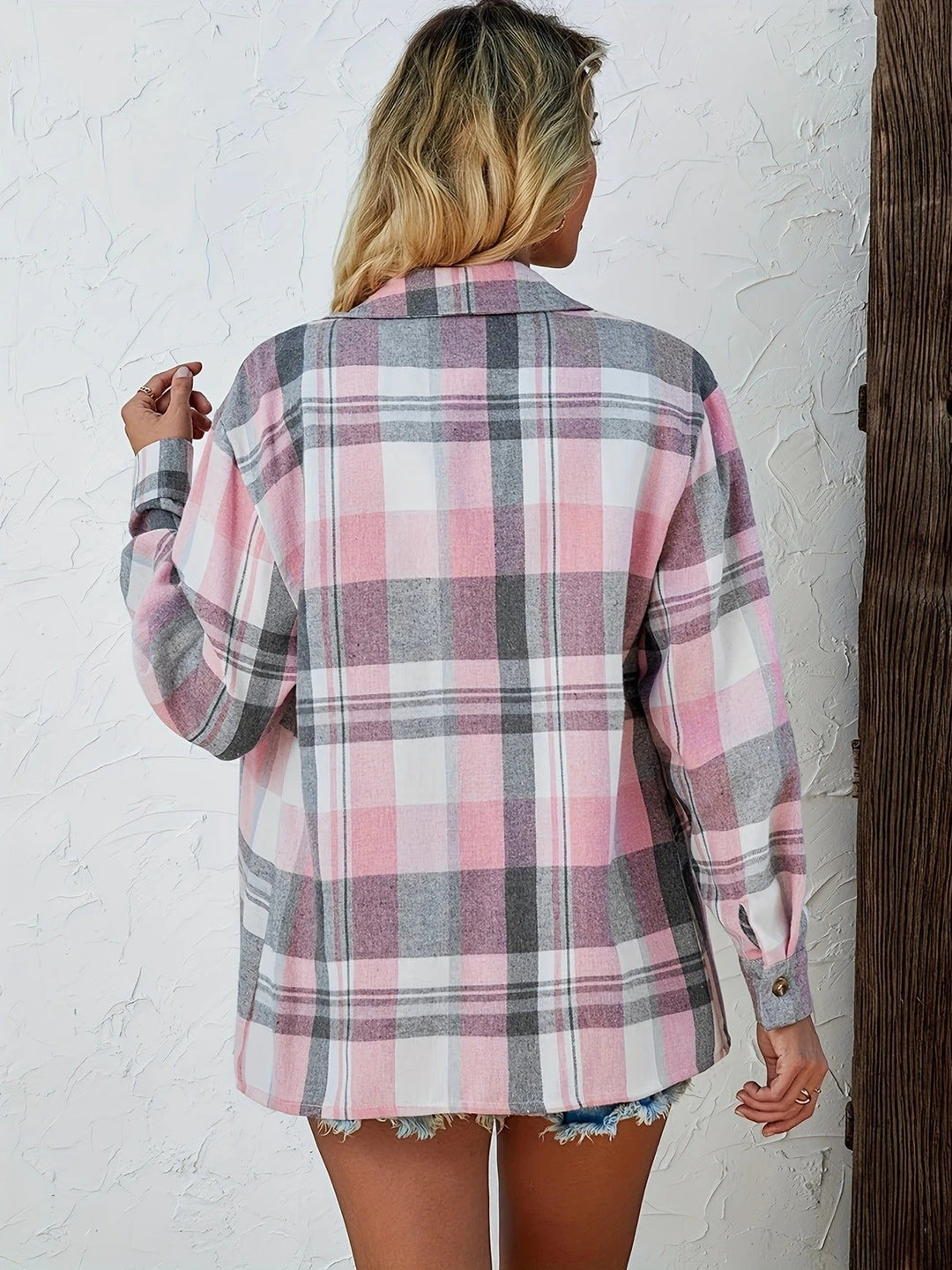 Kessia | Damen Flanellhemd Kariert Oversized Langarm Herbst