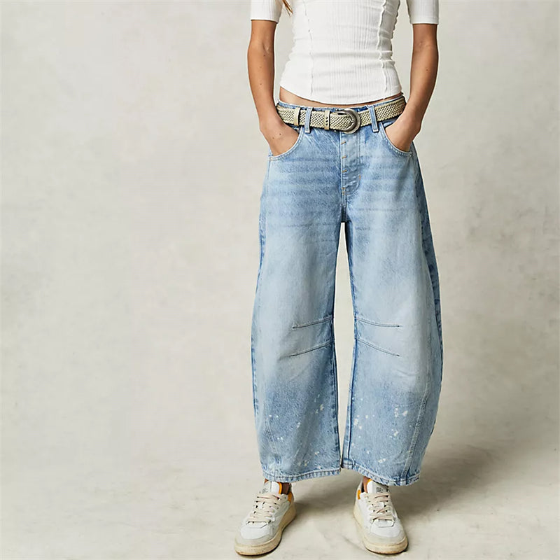 Fessa | Damen Barrel Jeans Low Waist Wide Leg