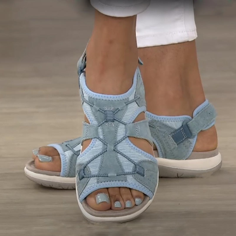 Luna | Damen Sandalen mit Klettverschluss Offene Sommersandalen