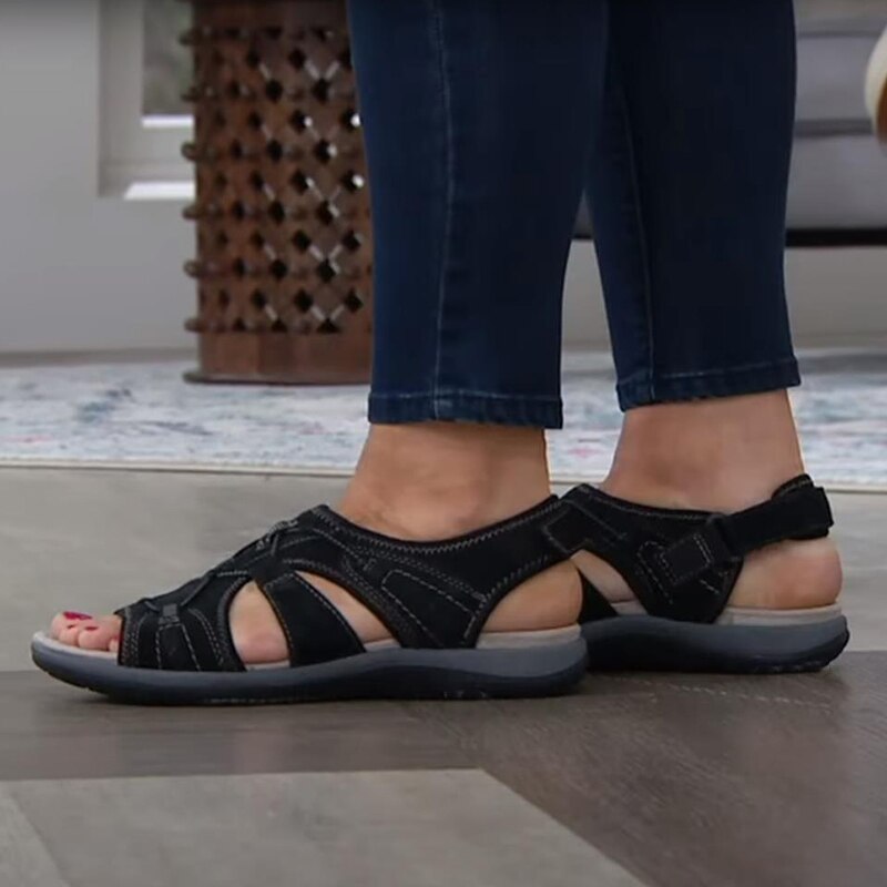 Luna | Damen Sandalen mit Klettverschluss Offene Sommersandalen