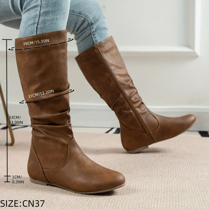 Dorinde | Damen Kniehohe Stiefel mit weitem Schaft - Brown - Image 5