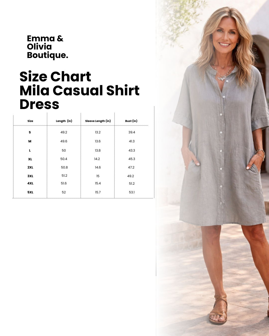 Dorothea | Damen Hemdblusenkleid Midi Kurze Ärmel - Grey - Image 7
