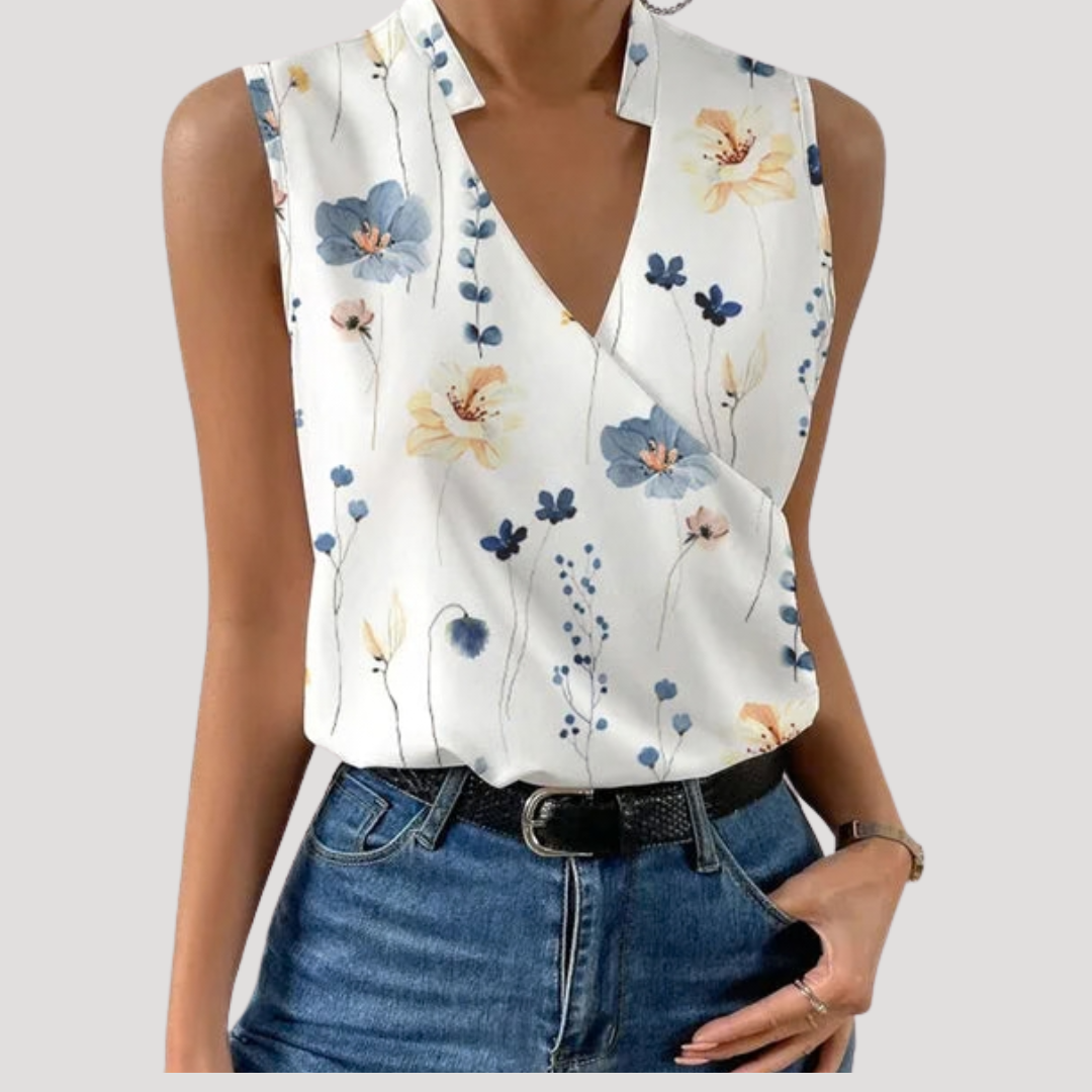 Dorothea | Damen Wickel Ärmellose Bluse - White - Image 6