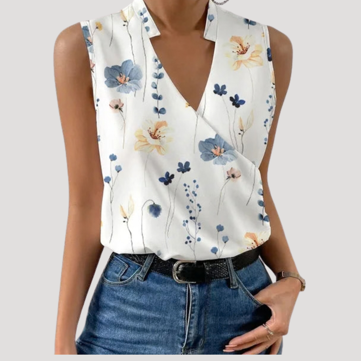 Dorothea | Damen Wickel Ärmellose Bluse - White - Image 6