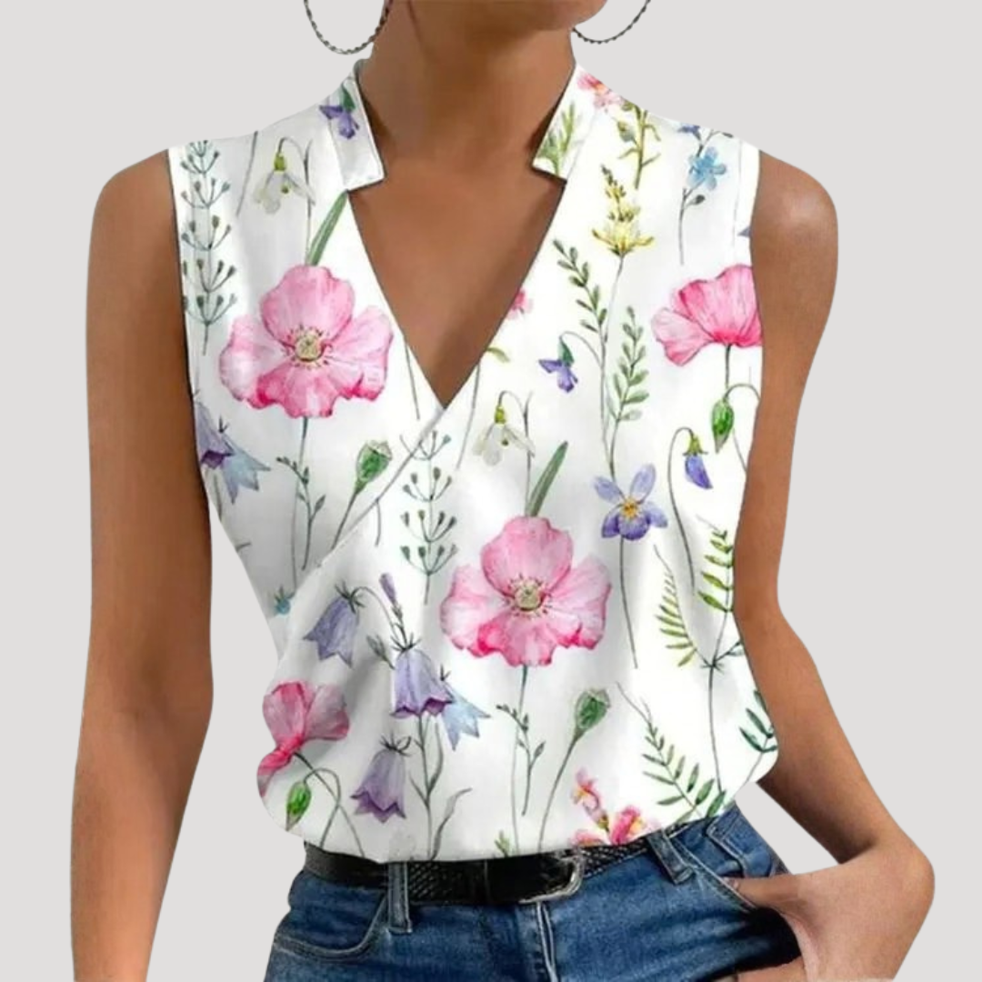Dorothea | Damen Wickel Ärmellose Bluse - White - Image 7
