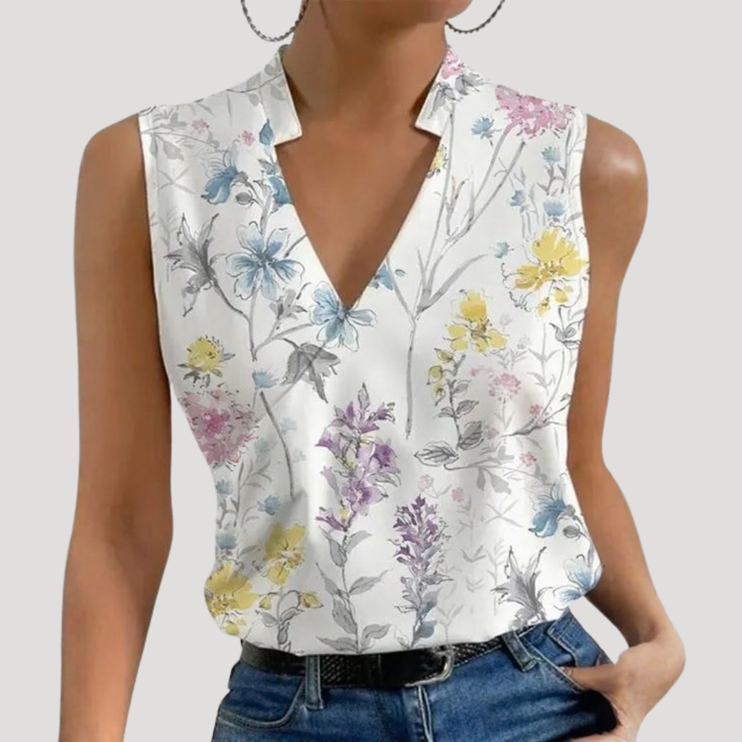 Dorothea | Damen Wickel Ärmellose Bluse - White - Image 8