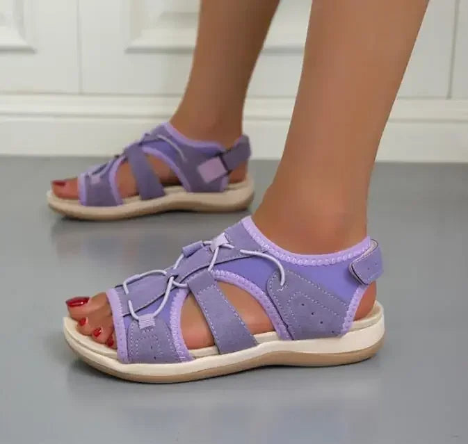 Luna | Damen Sandalen mit Klettverschluss Offene Sommersandalen